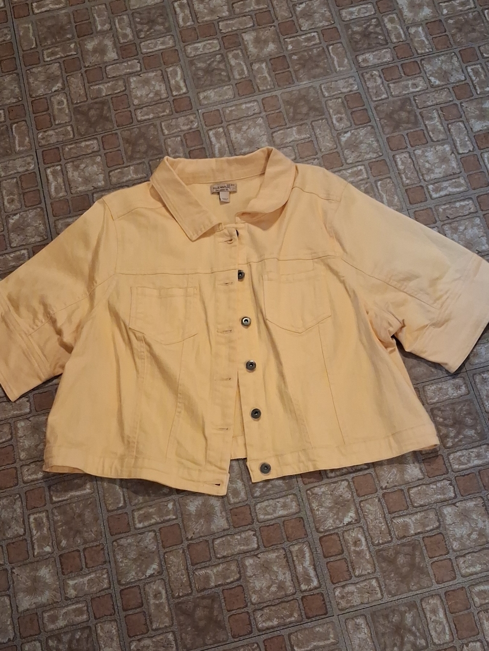 ONE WORLD Cropped  Yellow Cotton Jean Jacket
